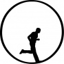 Seamless man running in a circle silhouette loop