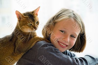 The girl with a cat