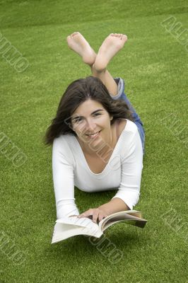 Happy woman reading