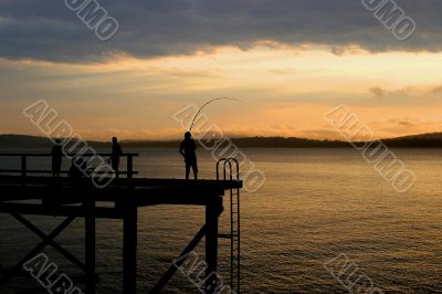 fishing sunset