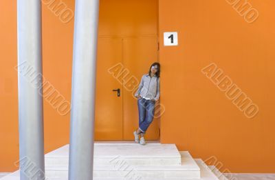 Woman in orange