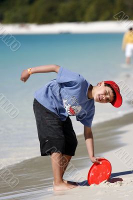 playing at the whitehaven beach