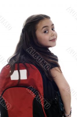 Happy young girl ready for school