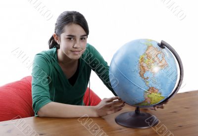 Girl with a globe