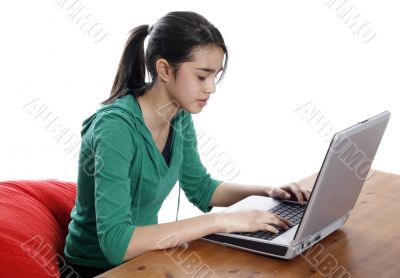 pretty girl using laptop