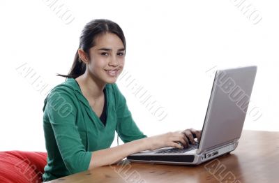 pretty girl using laptop