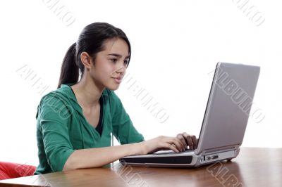 pretty girl using laptop