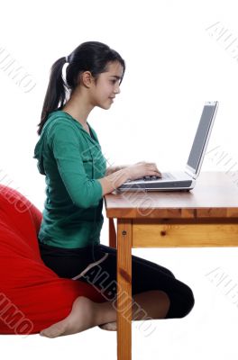 pretty girl using laptop