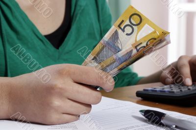 Girl counting money