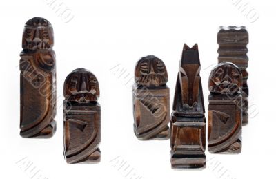 wooden carved chess pieces