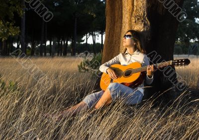 Playing guitar