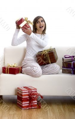 Happy woman with gifts