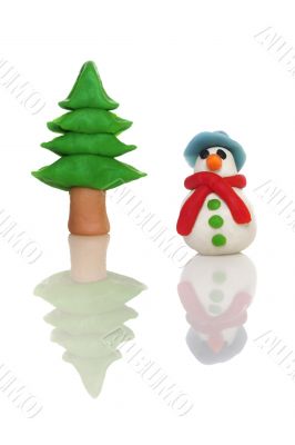 Plasticine snow man