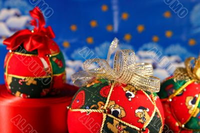 Christmas balls on blue background