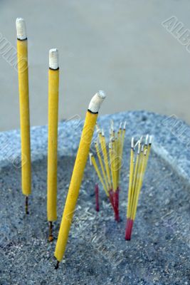 Incense Sticks Burning in Chinese Temple