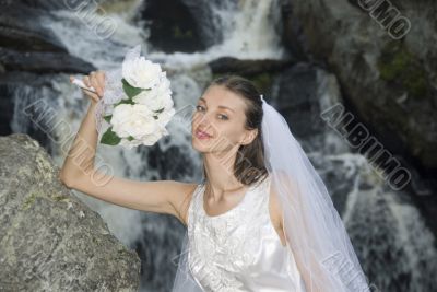 Bride at Waterfall