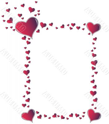 Red amaranth hearts frame