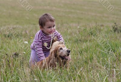 baby with dog