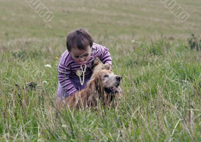 baby with dog