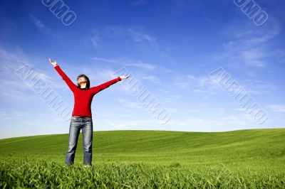 Woman relaxing on a spring day