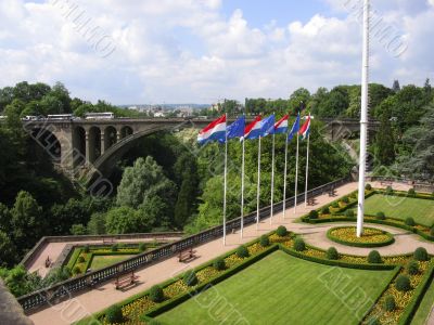 Garden and bridge Luxembourg city