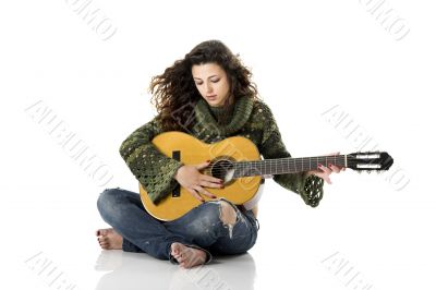 Playing guitar