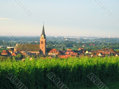 french village and wineyard in alsace