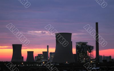 power plants at the sunrise