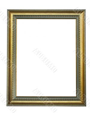 Empty picture gold frame with a decorative pattern