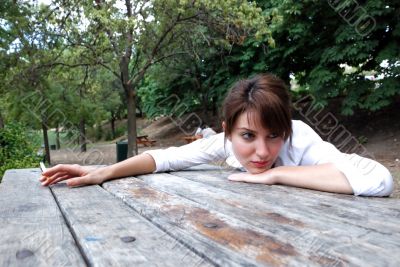 attractive woman with white shirt