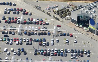 aerial view of a supermarket