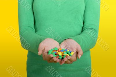 Woman with candys