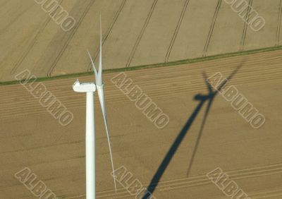 Aerial view of windturbine