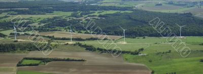 Panoramic and aerial view of wind farm