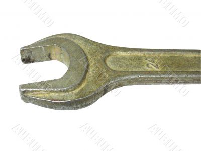 old spanner wrench isolated over white background