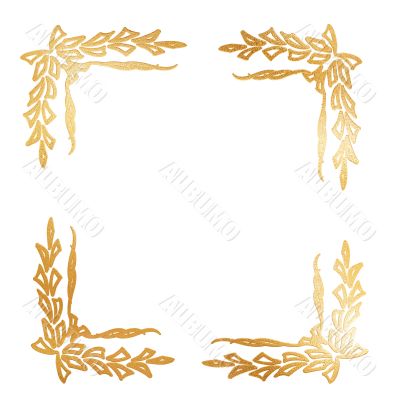 Abstract golden floral frame concept over white background