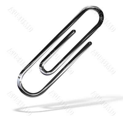 silver paper clip isolated over white