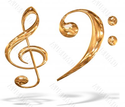 3D gold pattern musical key symbols concept isolated