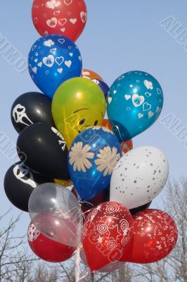 Countless colorful balloons in deep blue sky