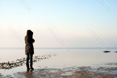 woman and lake