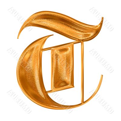 Golden pattern gothic letter T