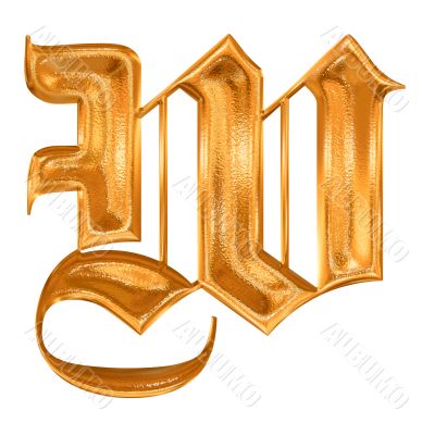 Golden pattern gothic letter W