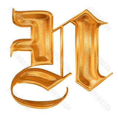 Golden pattern gothic letter N