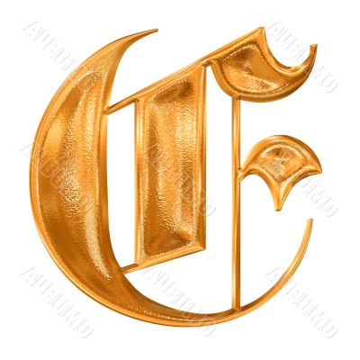 Golden pattern gothic letter E