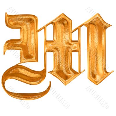 Golden pattern gothic letter M