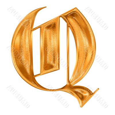 Golden pattern gothic letter Q