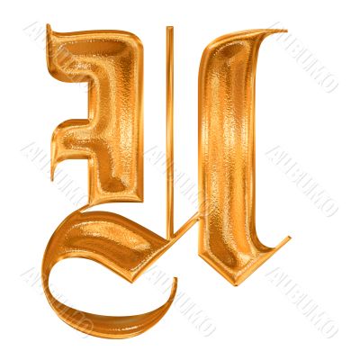 Golden pattern gothic letter U