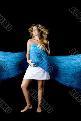 Pregnant woman in blue