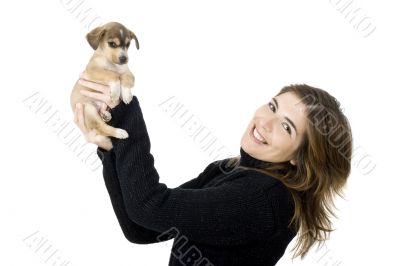 Woman with a puppy