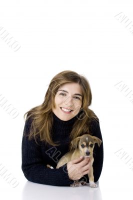 Woman with a puppy